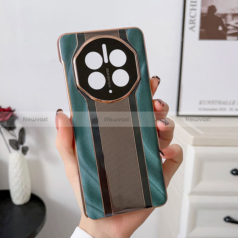 Soft Luxury Leather Snap On Case Cover LF4 for Huawei Mate 50 Green