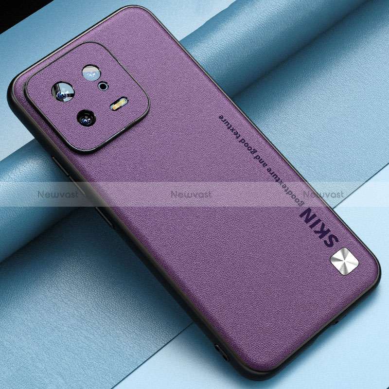 Soft Luxury Leather Snap On Case Cover LS2 for Xiaomi Mi 13 5G Purple