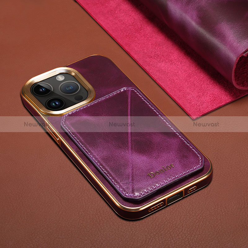 Soft Luxury Leather Snap On Case Cover MT1 for Apple iPhone 14 Pro Purple