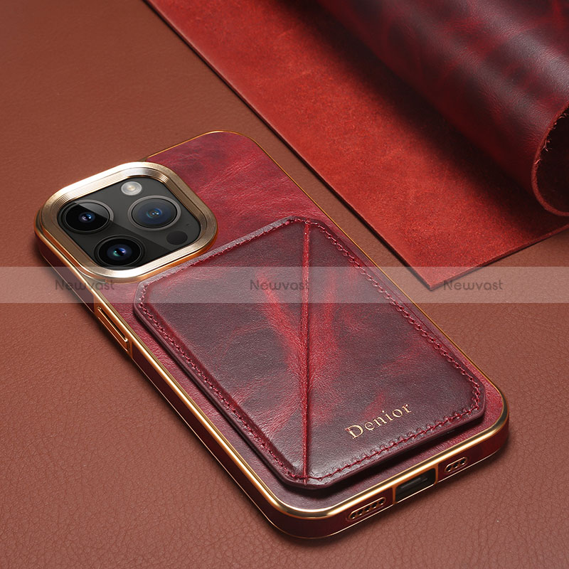Soft Luxury Leather Snap On Case Cover MT1 for Apple iPhone 15 Pro Max Red