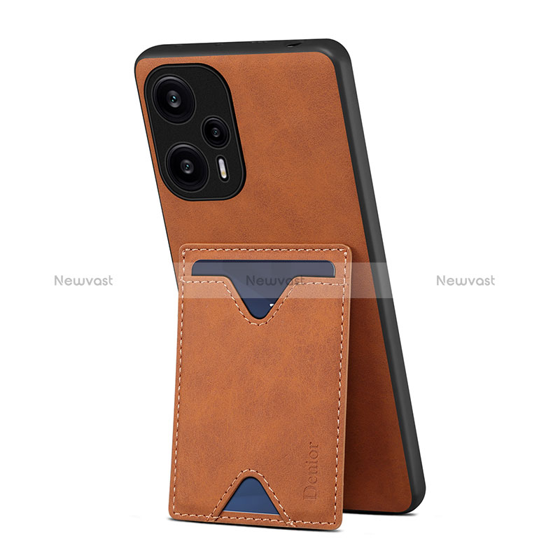 Soft Luxury Leather Snap On Case Cover MT1 for Xiaomi Poco F5 5G Brown