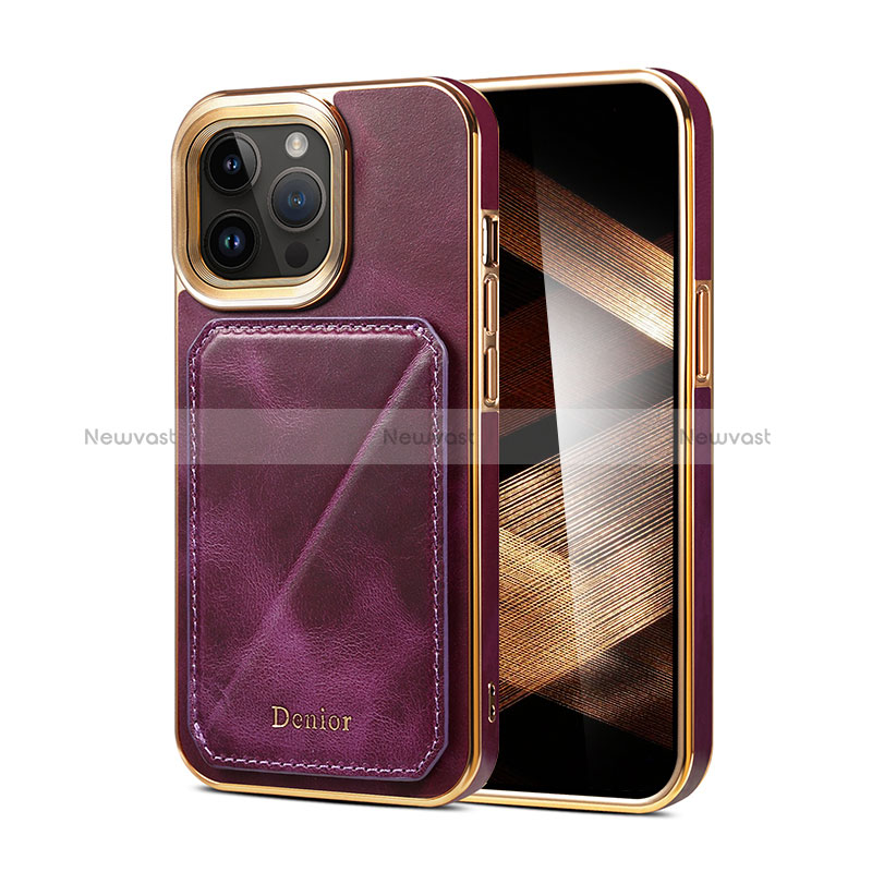 Soft Luxury Leather Snap On Case Cover MT2 for Apple iPhone 14 Pro Purple