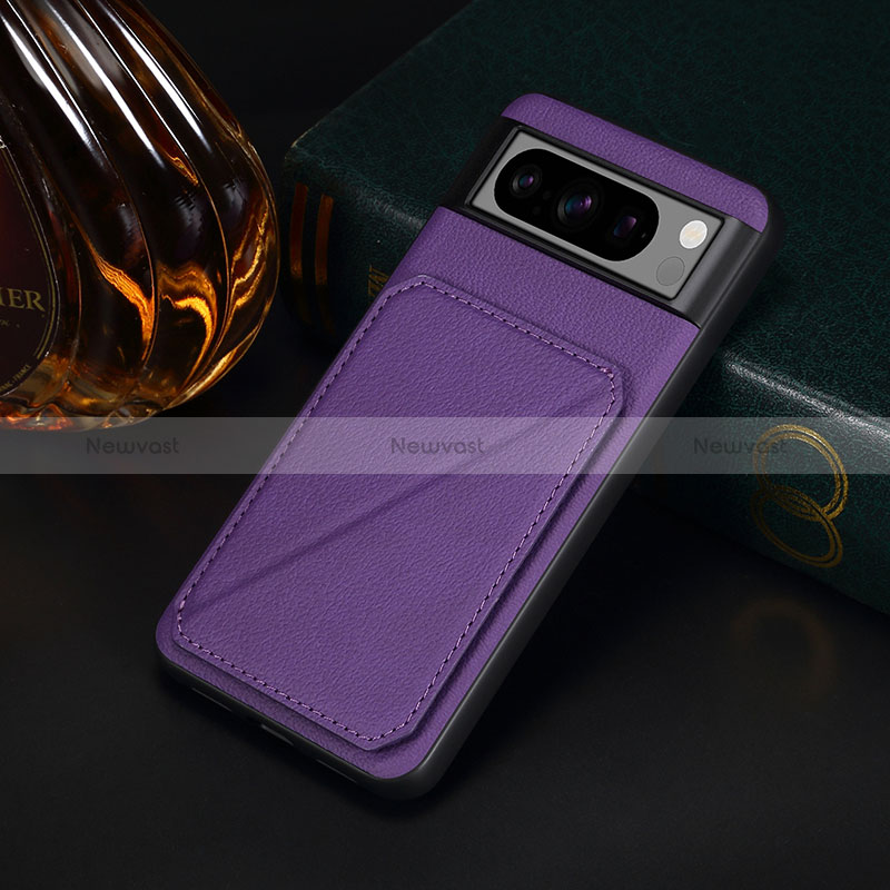 Soft Luxury Leather Snap On Case Cover MT2 for Google Pixel 8 Pro 5G Purple
