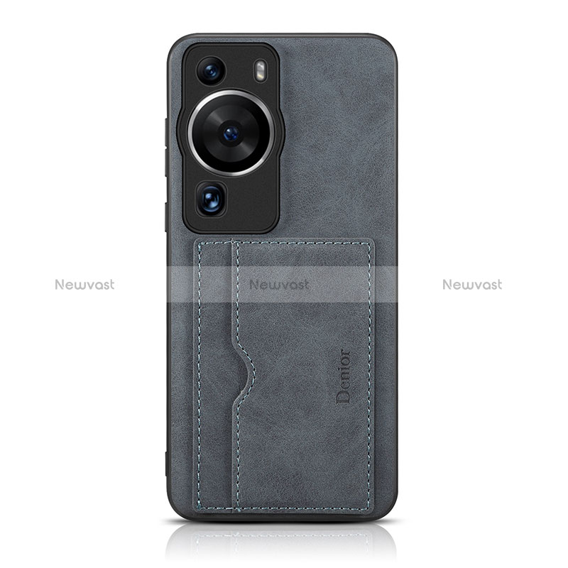 Soft Luxury Leather Snap On Case Cover MT2 for Huawei P60 Pro Gray