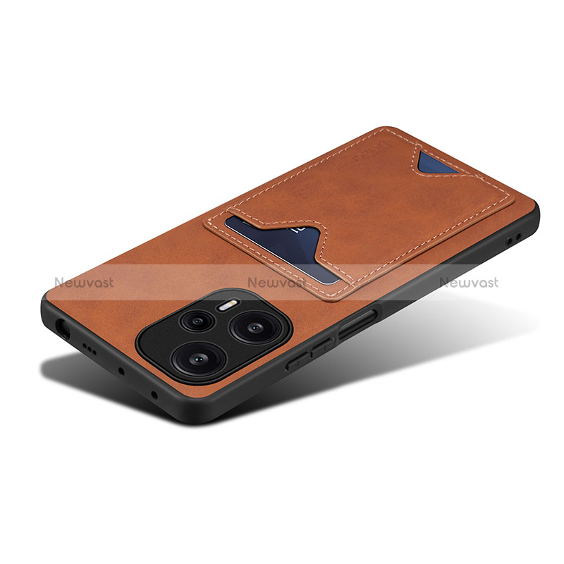 Soft Luxury Leather Snap On Case Cover MT2 for Xiaomi Poco F5 5G Brown