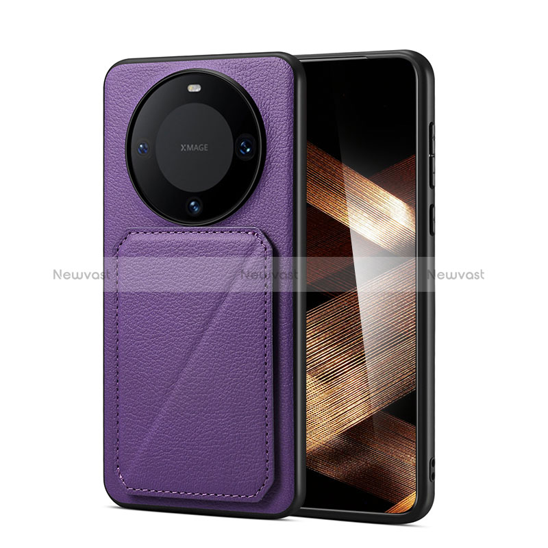 Soft Luxury Leather Snap On Case Cover MT3 for Huawei Mate 60 Purple