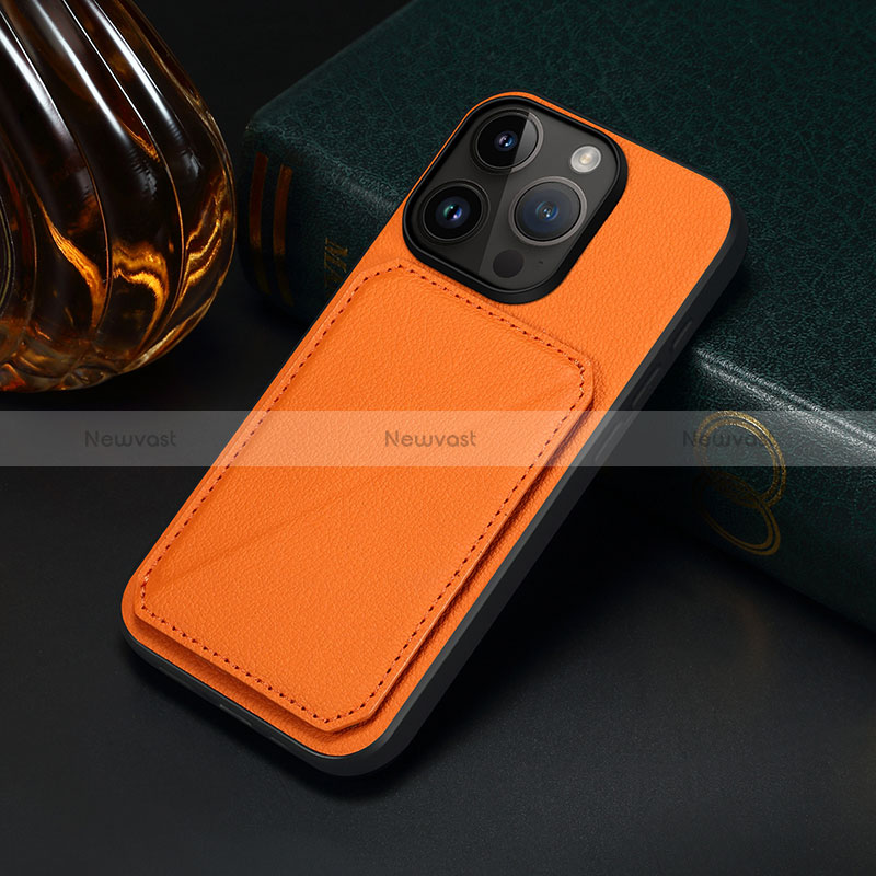 Soft Luxury Leather Snap On Case Cover MT4 for Apple iPhone 14 Pro Orange