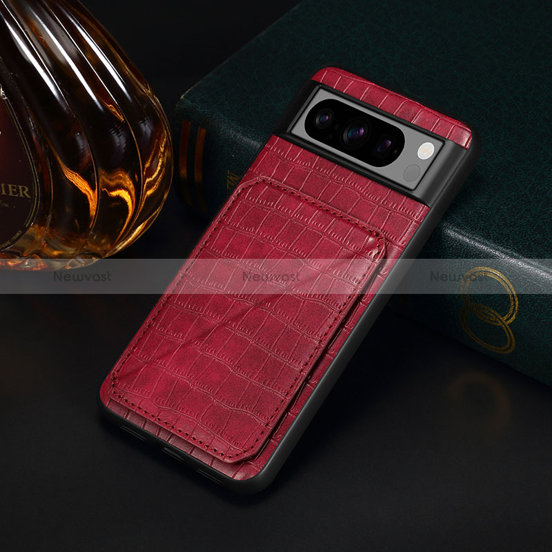Soft Luxury Leather Snap On Case Cover MT4 for Google Pixel 8 Pro 5G Red