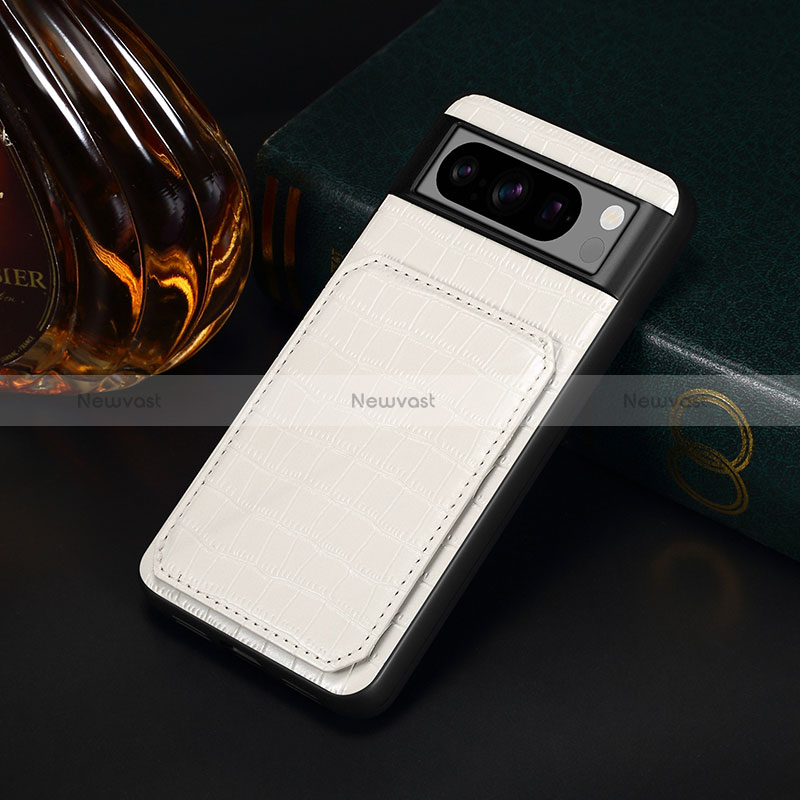 Soft Luxury Leather Snap On Case Cover MT4 for Google Pixel 8 Pro 5G White