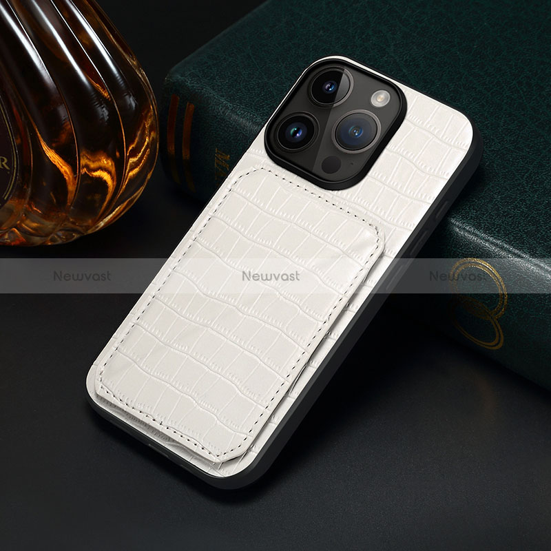 Soft Luxury Leather Snap On Case Cover MT5 for Apple iPhone 14 Pro Max White