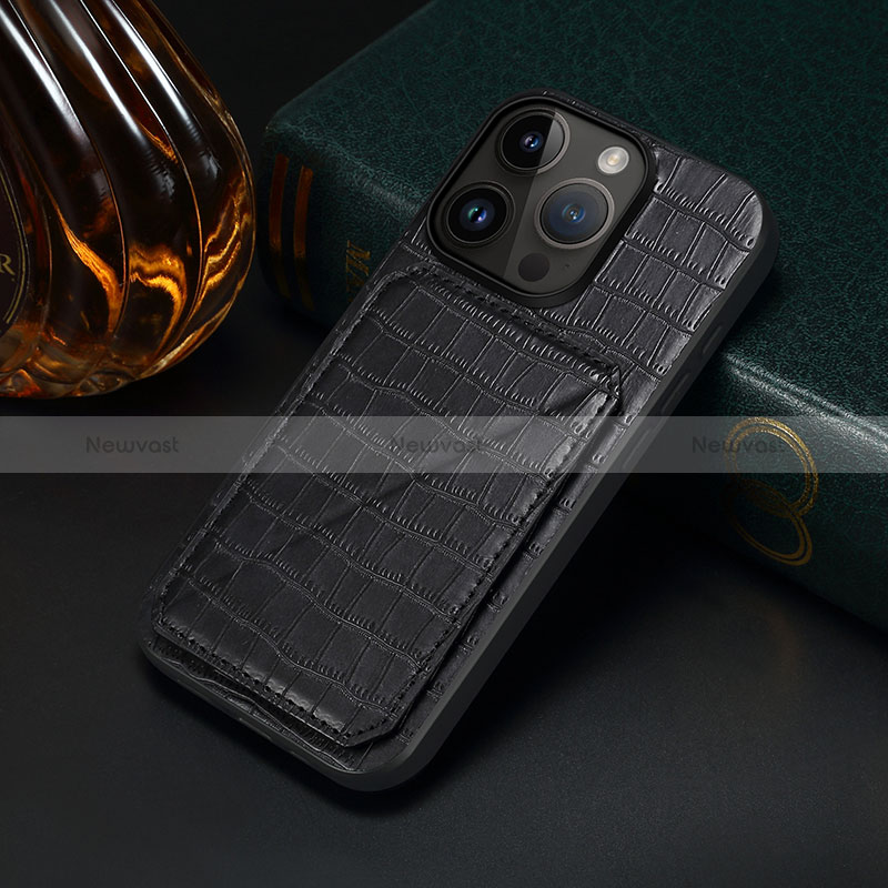 Soft Luxury Leather Snap On Case Cover MT5 for Apple iPhone 16 Pro Black