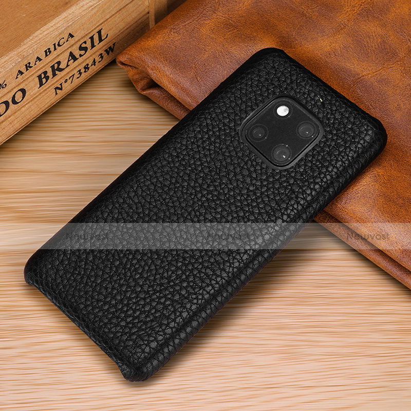 Soft Luxury Leather Snap On Case Cover P01 for Huawei Mate 20 Pro Black