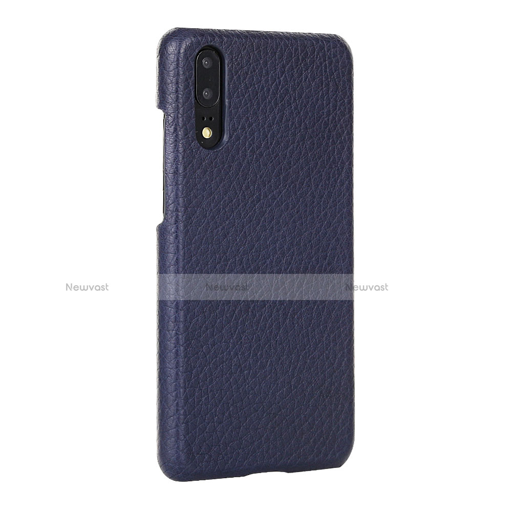 Soft Luxury Leather Snap On Case Cover P01 for Huawei P20 Blue