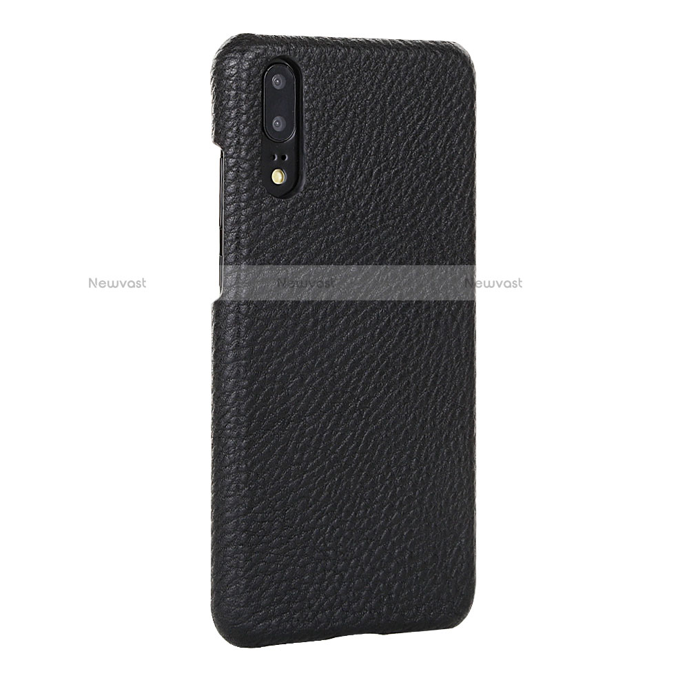 Soft Luxury Leather Snap On Case Cover P01 for Huawei P20 Pro Black