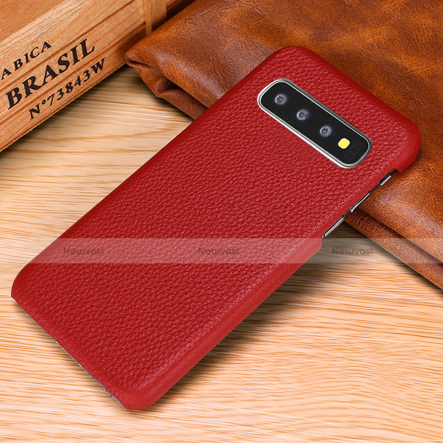 Soft Luxury Leather Snap On Case Cover P01 for Samsung Galaxy S10 5G Red