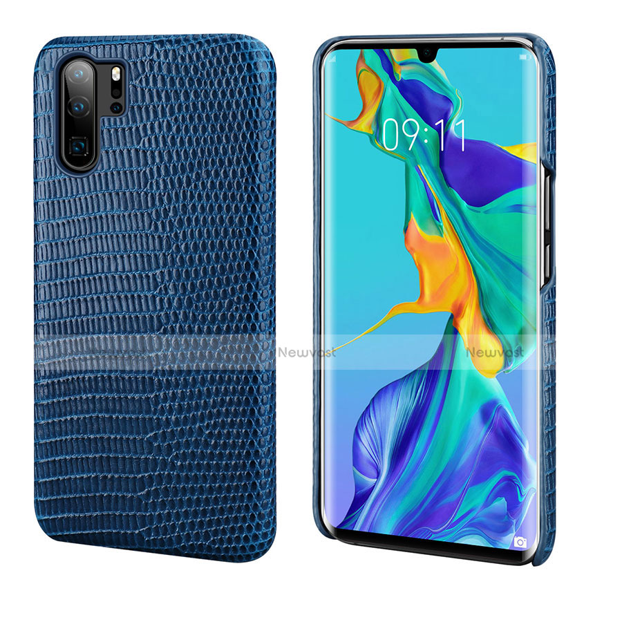 Soft Luxury Leather Snap On Case Cover P02 for Huawei P30 Pro Blue