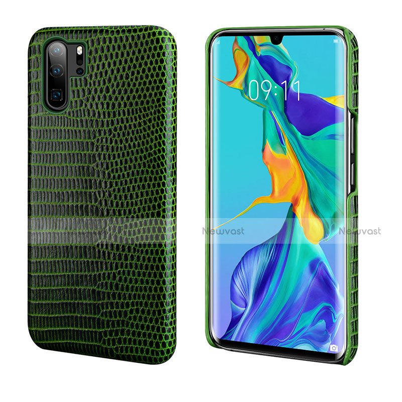 Soft Luxury Leather Snap On Case Cover P02 for Huawei P30 Pro New Edition Green