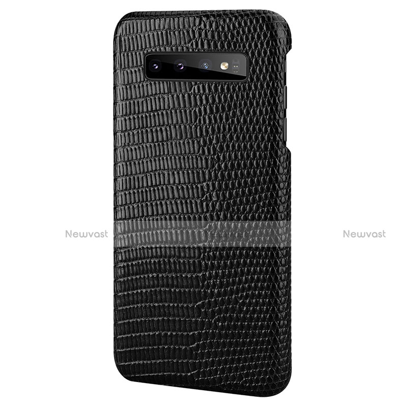 Soft Luxury Leather Snap On Case Cover P02 for Samsung Galaxy S10 5G Black