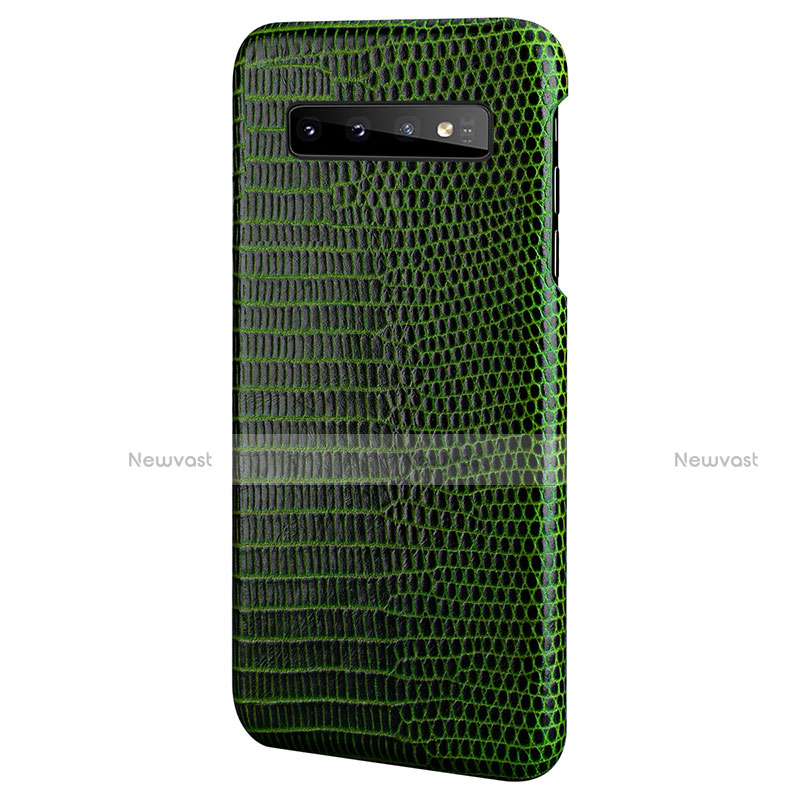 Soft Luxury Leather Snap On Case Cover P02 for Samsung Galaxy S10e Green