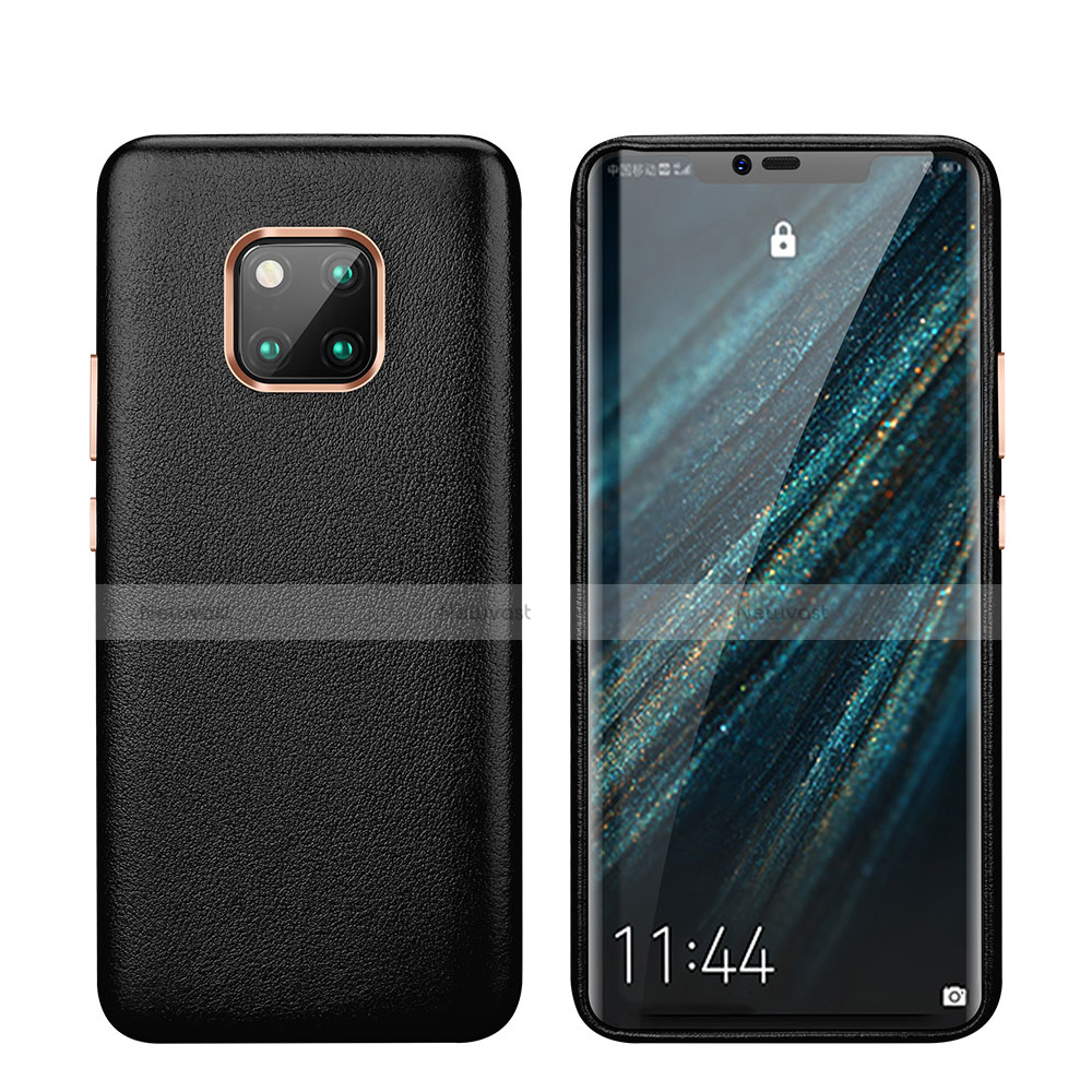 Soft Luxury Leather Snap On Case Cover P03 for Huawei Mate 20 Pro Black