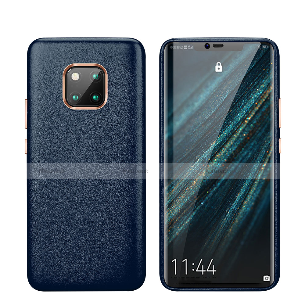 Soft Luxury Leather Snap On Case Cover P03 for Huawei Mate 20 Pro Blue