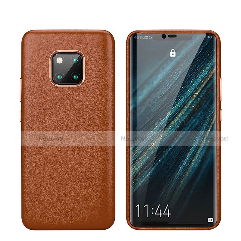 Soft Luxury Leather Snap On Case Cover P03 for Huawei Mate 20 Pro Brown