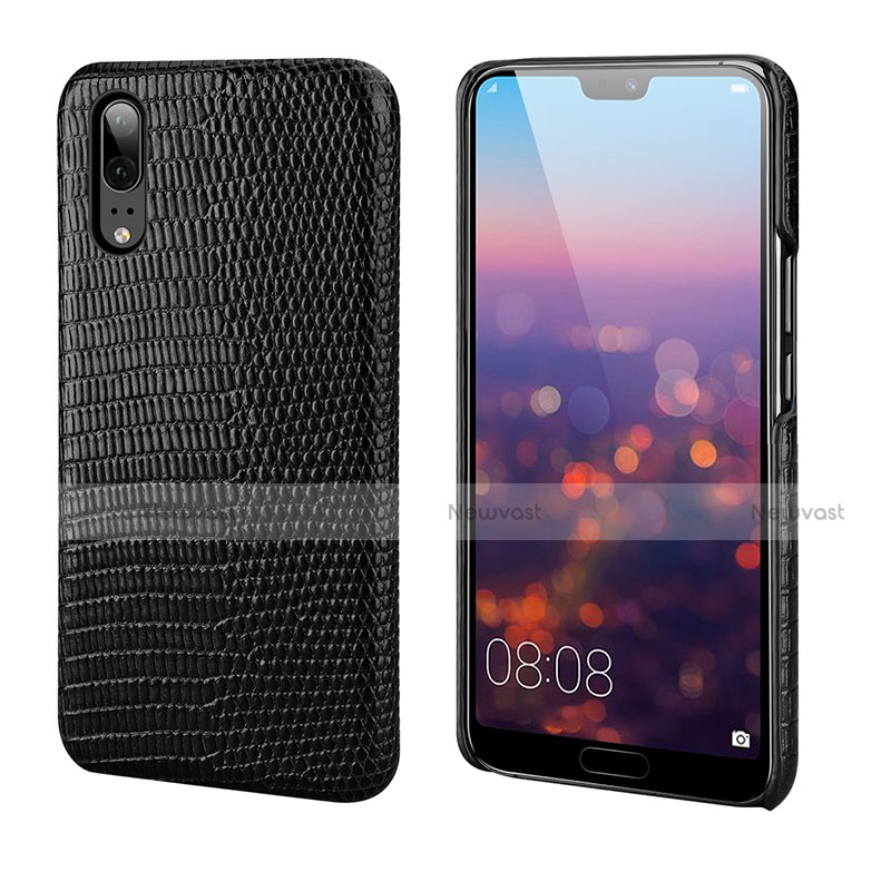 Soft Luxury Leather Snap On Case Cover P03 for Huawei P20 Black