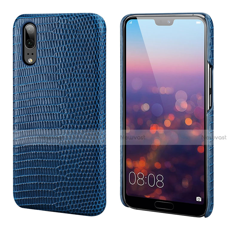 Soft Luxury Leather Snap On Case Cover P03 for Huawei P20 Blue