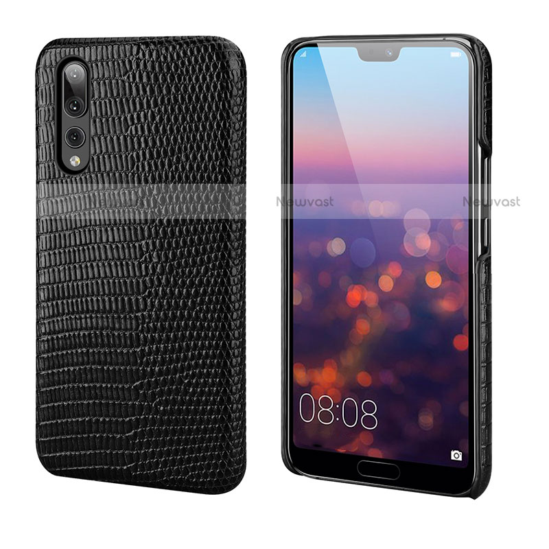 Soft Luxury Leather Snap On Case Cover P03 for Huawei P20 Pro Black