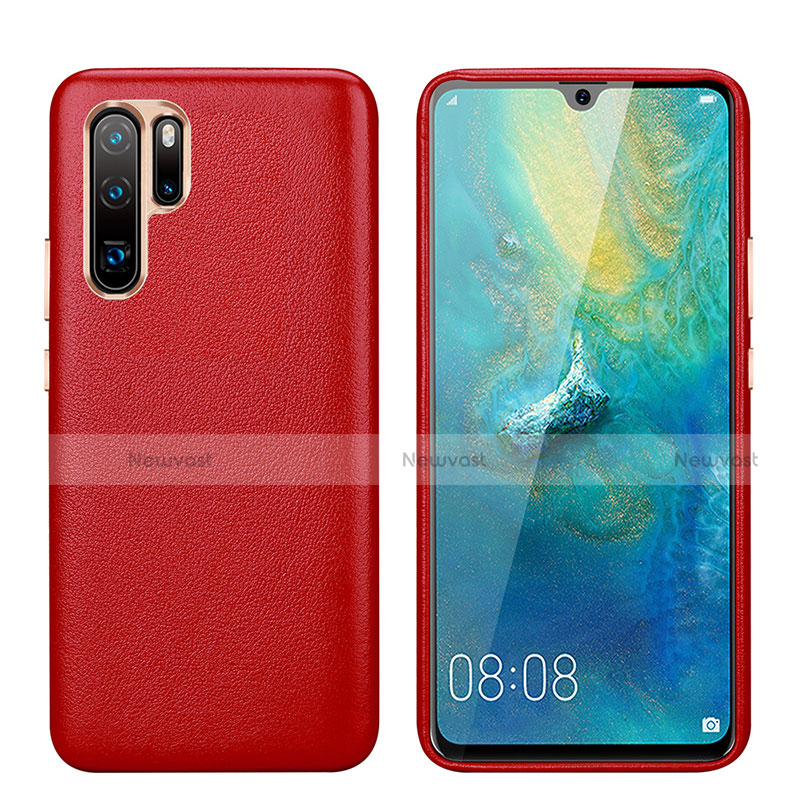 Soft Luxury Leather Snap On Case Cover P03 for Huawei P30 Pro New Edition Red