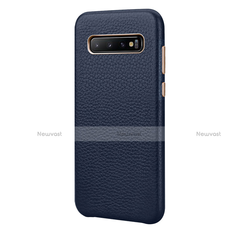 Soft Luxury Leather Snap On Case Cover P03 for Samsung Galaxy S10 Plus Blue