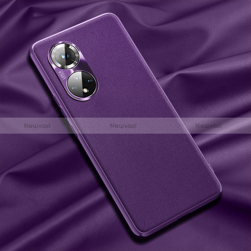 Soft Luxury Leather Snap On Case Cover QK1 for Huawei Honor 50 5G Purple