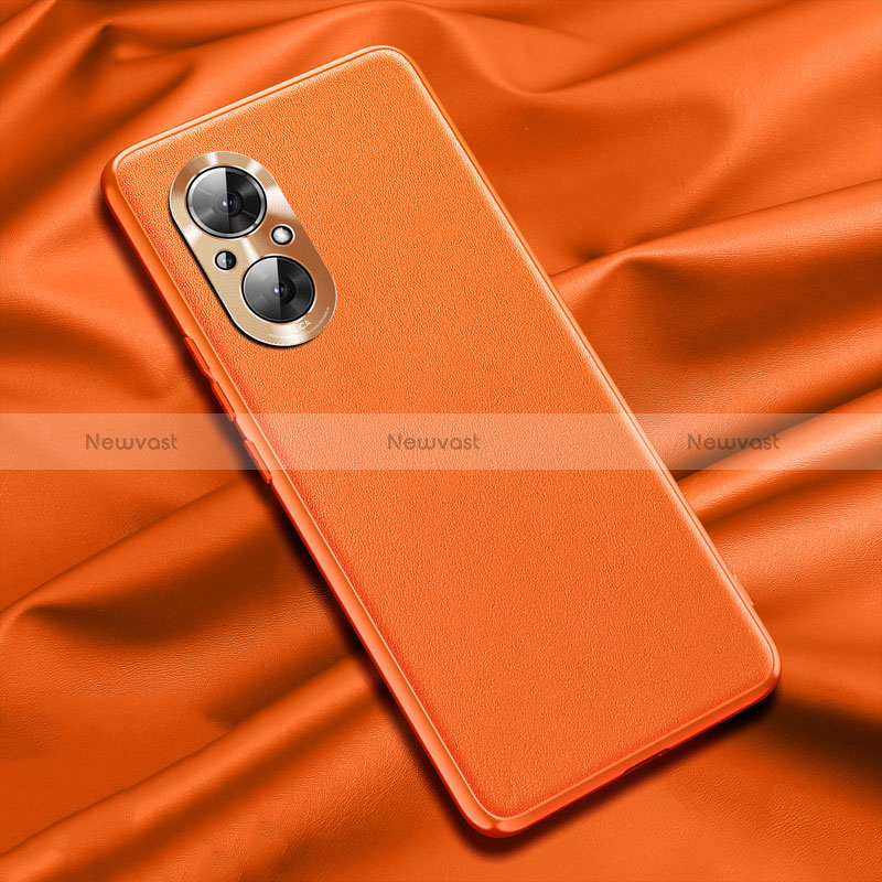 Soft Luxury Leather Snap On Case Cover QK1 for Huawei Honor 50 SE 5G Orange