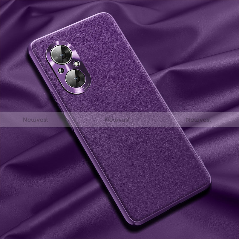 Soft Luxury Leather Snap On Case Cover QK1 for Huawei Honor 50 SE 5G Purple