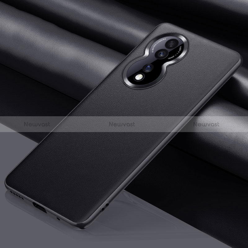 Soft Luxury Leather Snap On Case Cover QK1 for Huawei Honor 80 5G Black