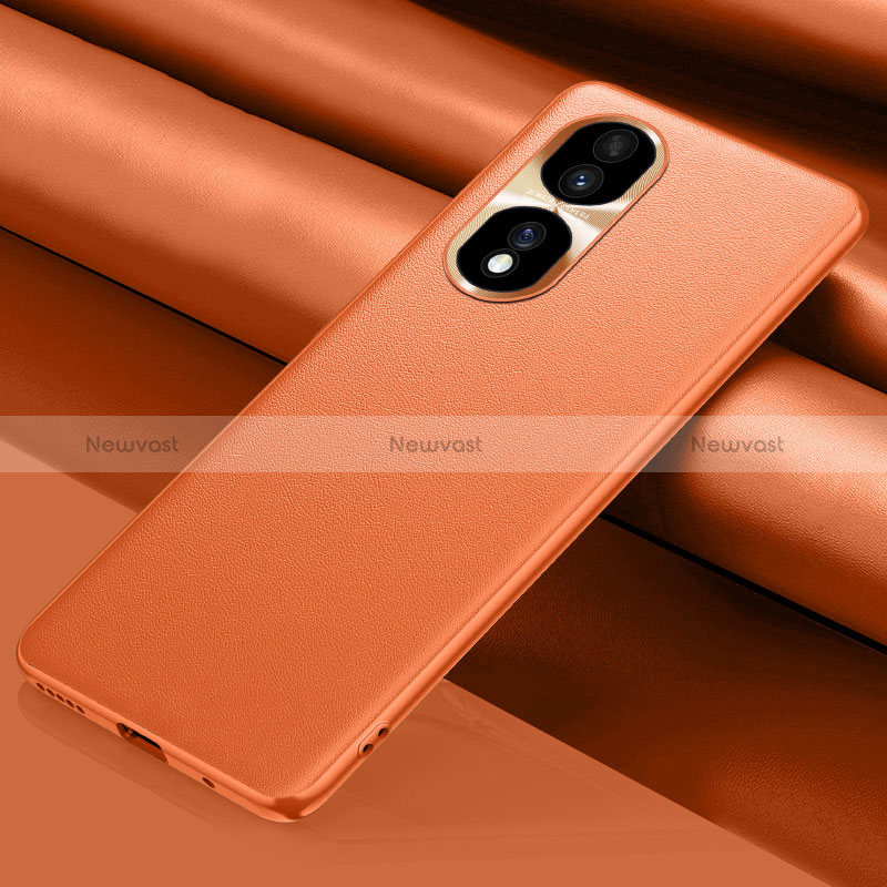 Soft Luxury Leather Snap On Case Cover QK1 for Huawei Honor 80 Pro Flat 5G Orange