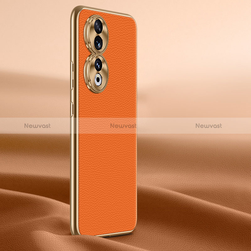 Soft Luxury Leather Snap On Case Cover QK1 for Huawei Honor 90 5G Orange