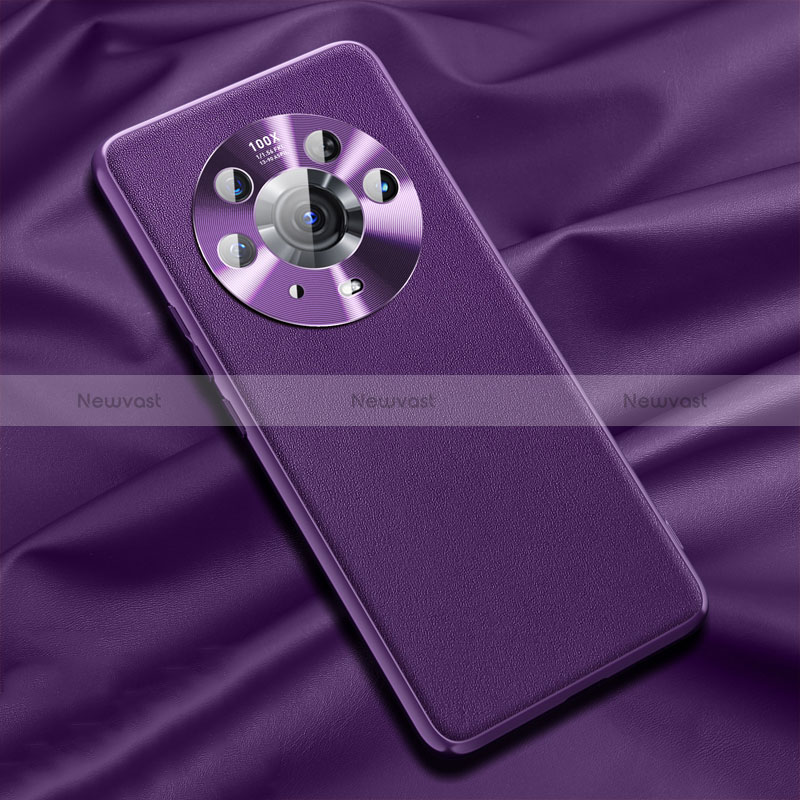 Soft Luxury Leather Snap On Case Cover QK1 for Huawei Honor Magic3 Pro 5G Purple