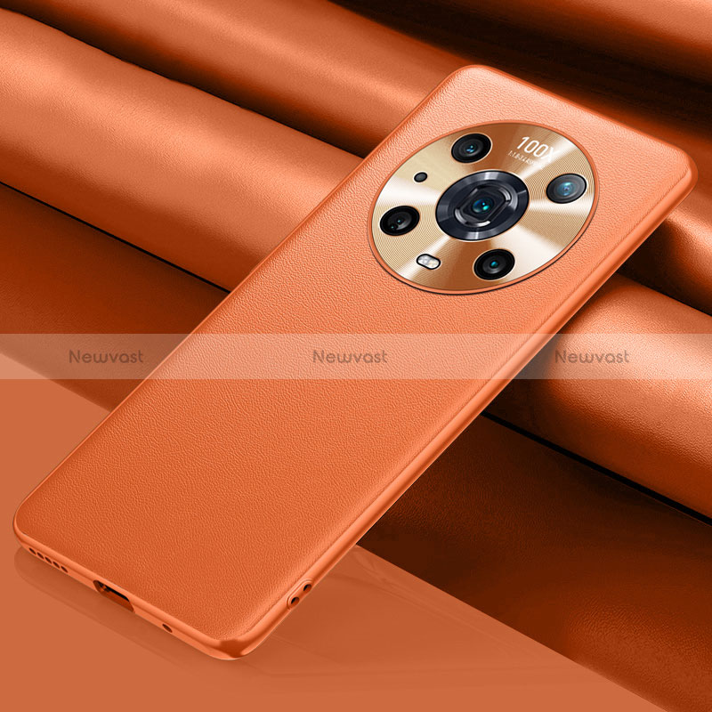 Soft Luxury Leather Snap On Case Cover QK1 for Huawei Honor Magic4 Pro 5G Orange