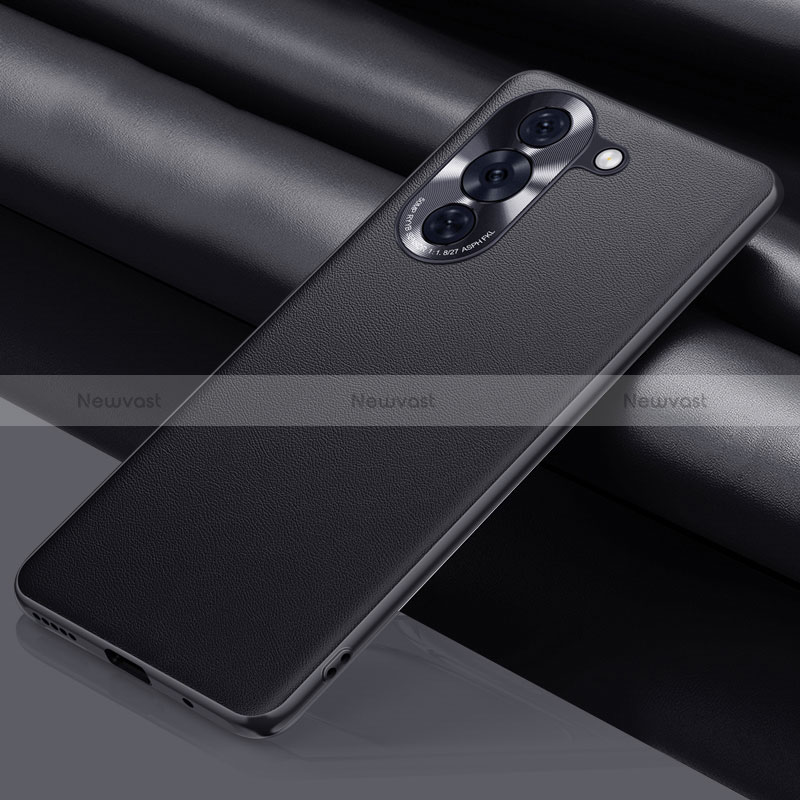 Soft Luxury Leather Snap On Case Cover QK1 for Huawei Nova 10 Pro Black