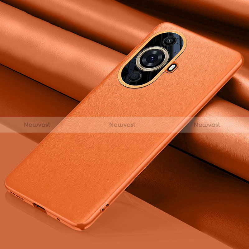 Soft Luxury Leather Snap On Case Cover QK1 for Huawei Nova 11 Orange