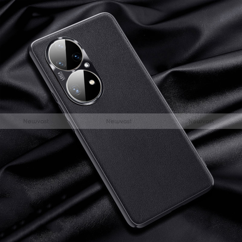 Soft Luxury Leather Snap On Case Cover QK1 for Huawei P50 Black