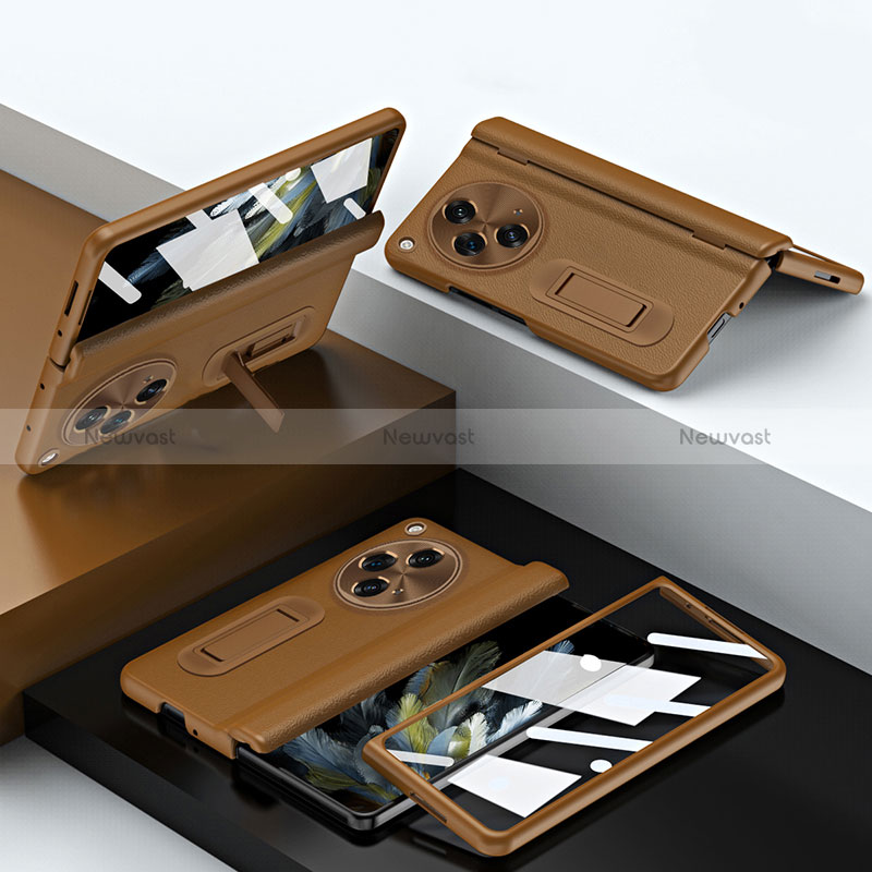 Soft Luxury Leather Snap On Case Cover QK1 for Oppo Find N3 5G Brown