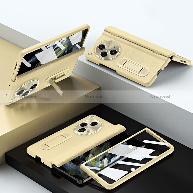 Soft Luxury Leather Snap On Case Cover QK1 for Oppo Find N3 5G Gold