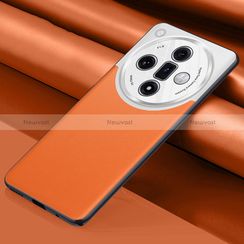 Soft Luxury Leather Snap On Case Cover QK1 for Oppo Find X7 5G Orange