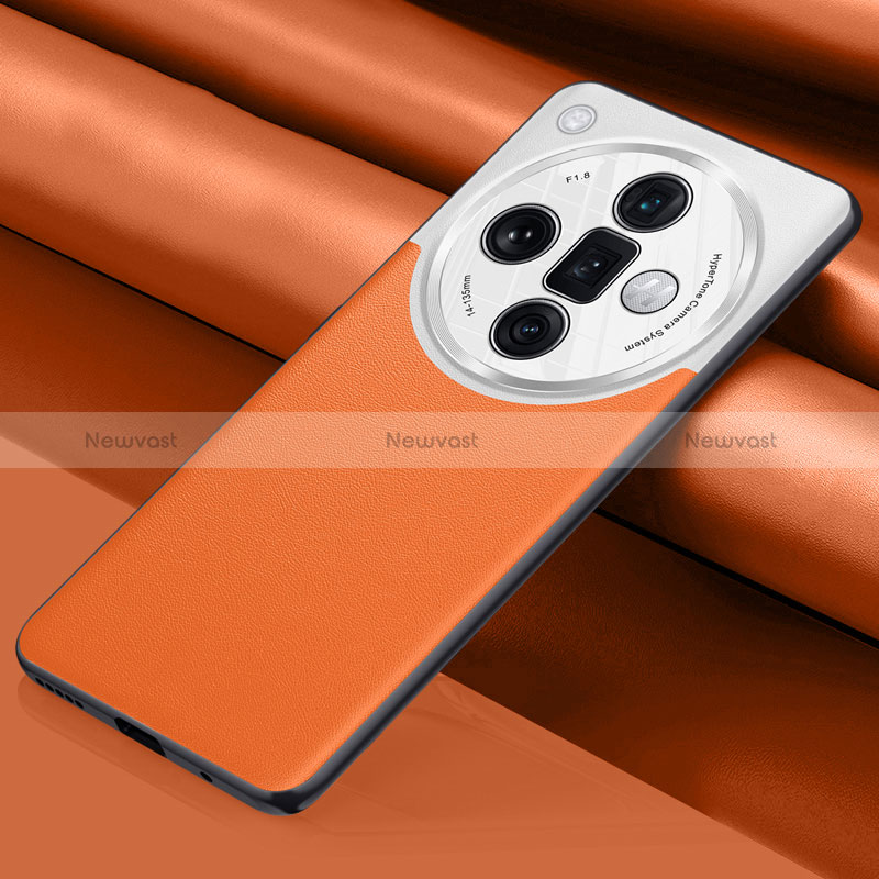 Soft Luxury Leather Snap On Case Cover QK1 for Oppo Find X7 Ultra 5G Orange