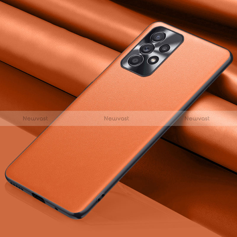 Soft Luxury Leather Snap On Case Cover QK1 for Samsung Galaxy A23 4G Orange