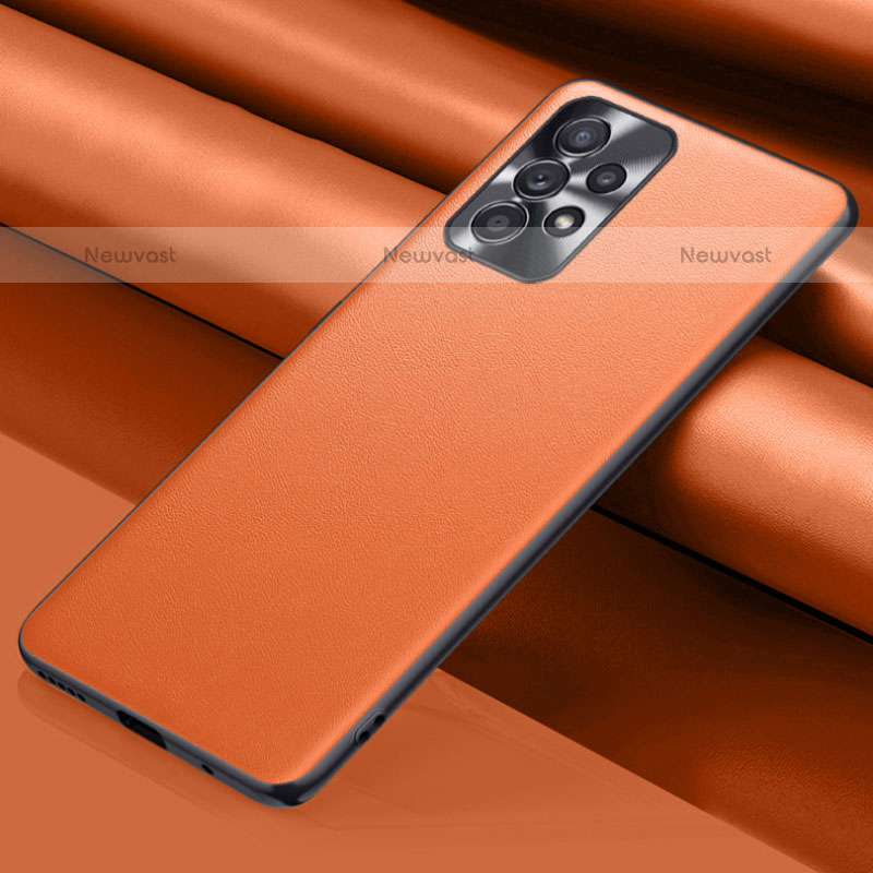 Soft Luxury Leather Snap On Case Cover QK1 for Samsung Galaxy A23 5G Orange