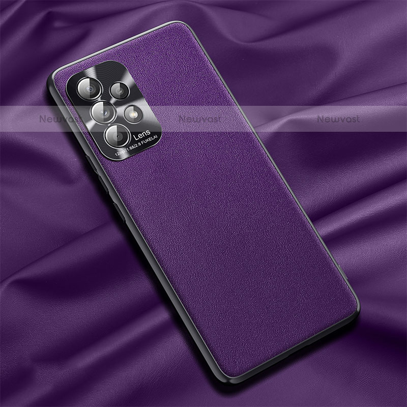 Soft Luxury Leather Snap On Case Cover QK1 for Samsung Galaxy M32 5G Purple