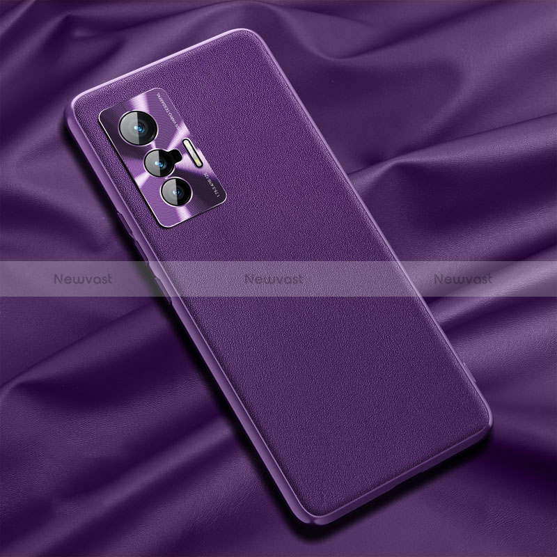 Soft Luxury Leather Snap On Case Cover QK1 for Vivo X70 5G Purple